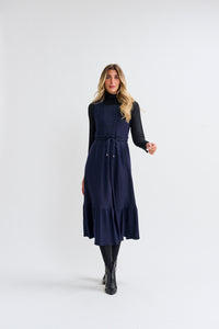 MW Navy Wool Pill Waist Dress 074150