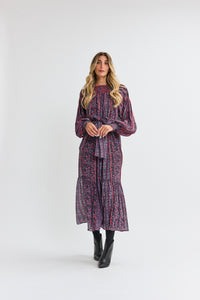 MW Perriwinkle Red Floral Printed Wrap Dress 074151