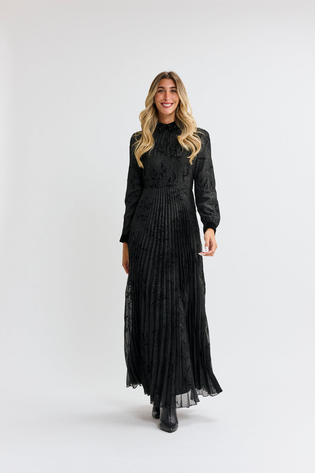 MW Shimmer Beaded Collar Dress 074407