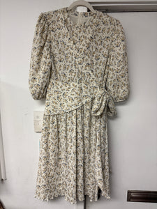 Floral Mock Wrap Dress Ivory