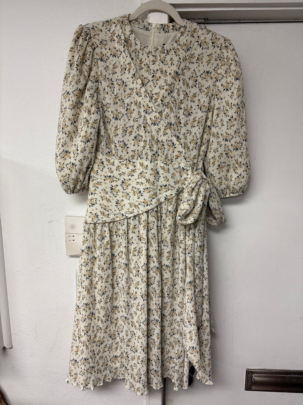 Floral Mock Wrap Dress Ivory