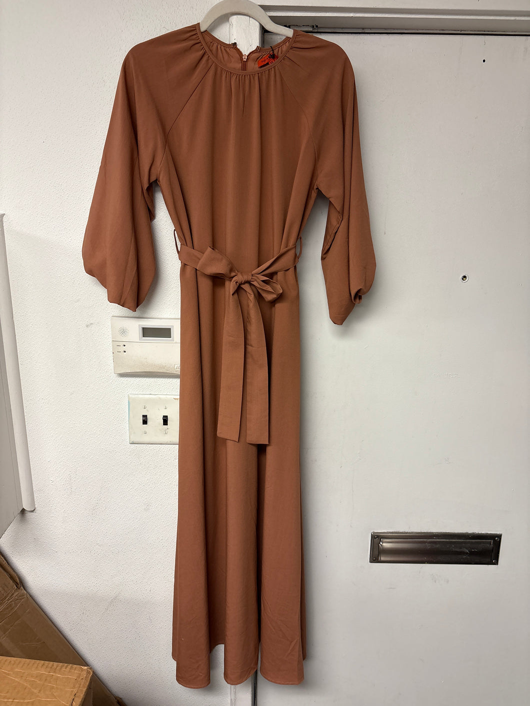O&E Balloon Sleeve Belted Dress