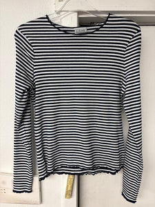 Stripe T-Shirt W Ruffle Seams