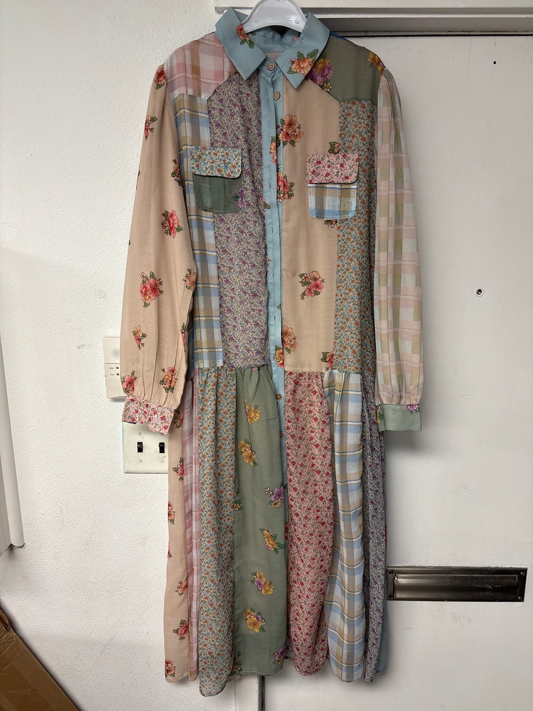 MW Multiprinted Button Down Belted Dress