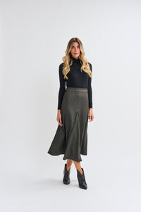 MW Olive Herringbone Skirt 993973-C
