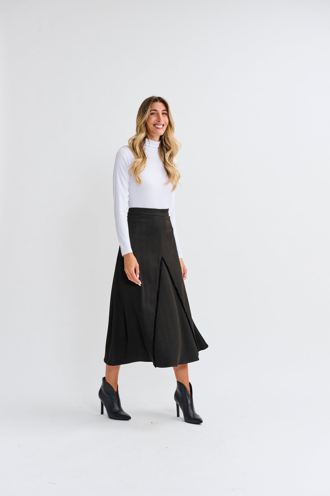 MW Black Herringbone Skirt 993973-F