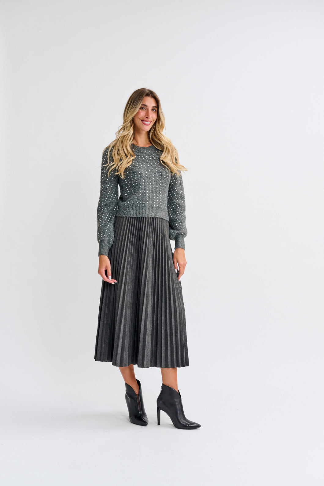 MW Studded Grey Knit Top 994384