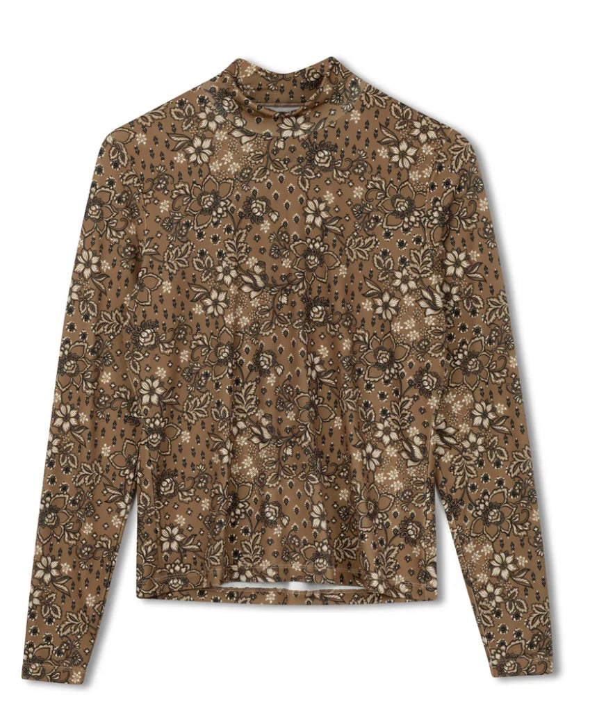 Point Printed Mock Neck Top