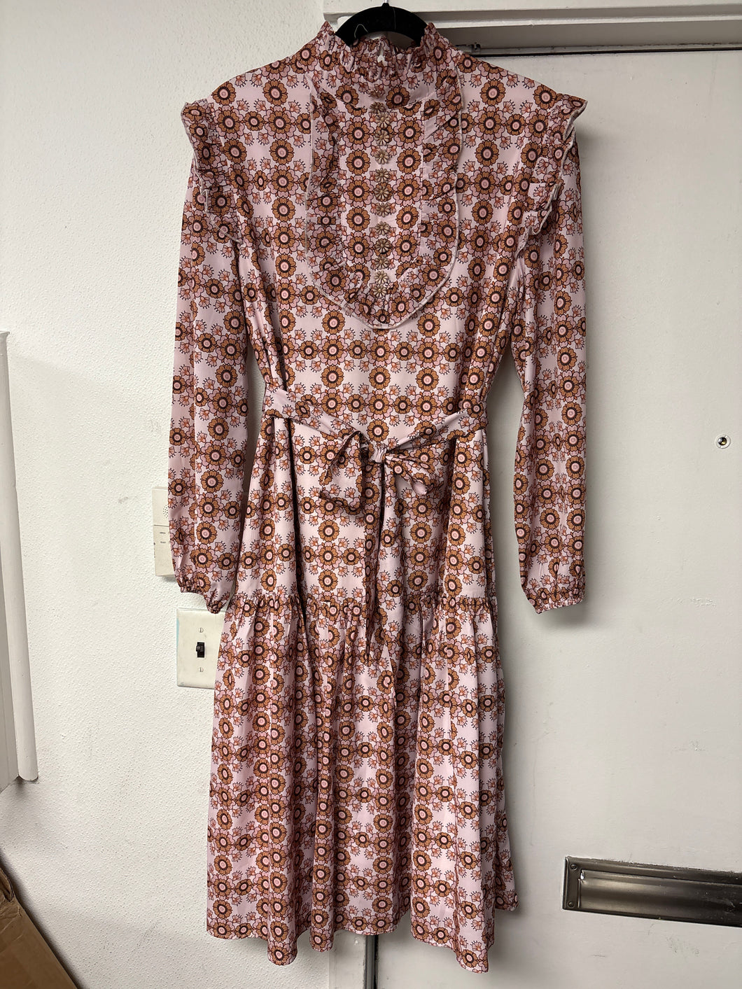 Pale Purple w Brown Floral Dress