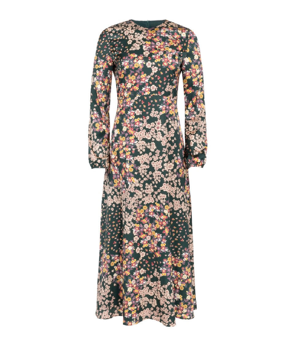 Silk Floral Midi Dress