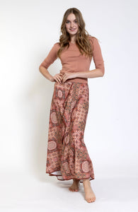 Luella Rust Print Skirt w Front Ruffle