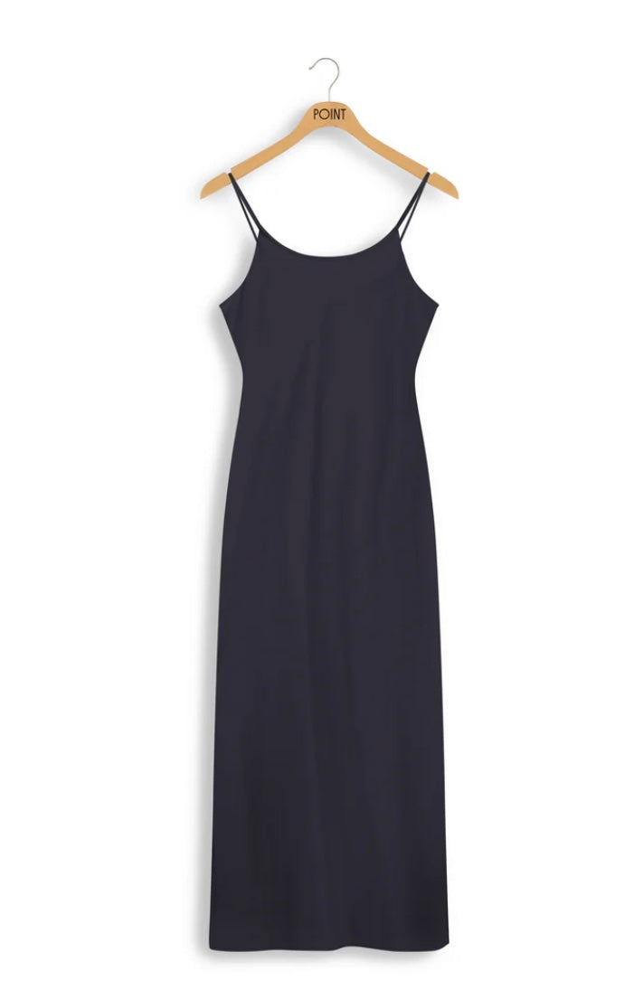 Point Satin Straight Slip Dress