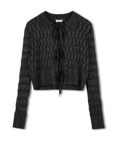 Point Metallic Knit Bow Cardi