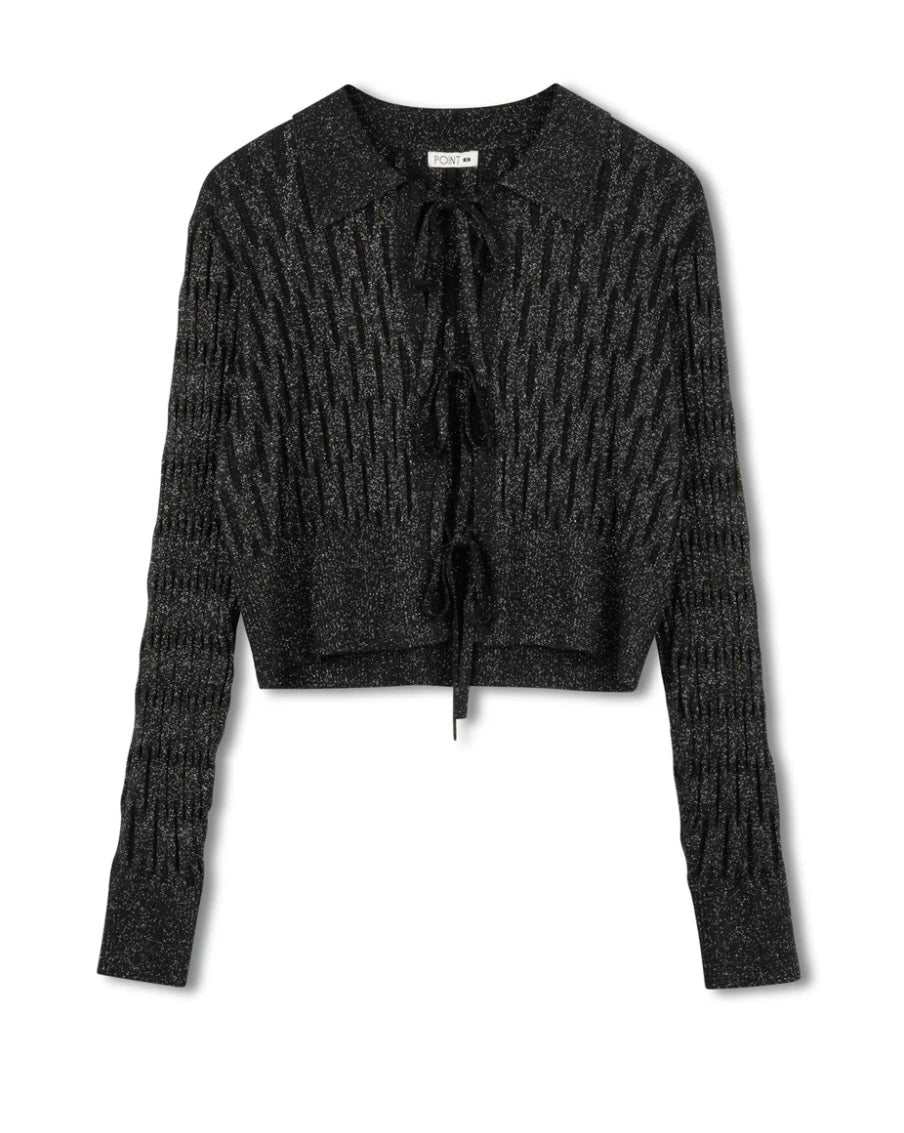 Point Metallic Knit Bow Cardi