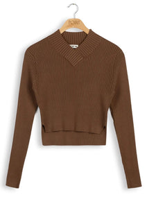Point V-Neck Cropped Sweater
