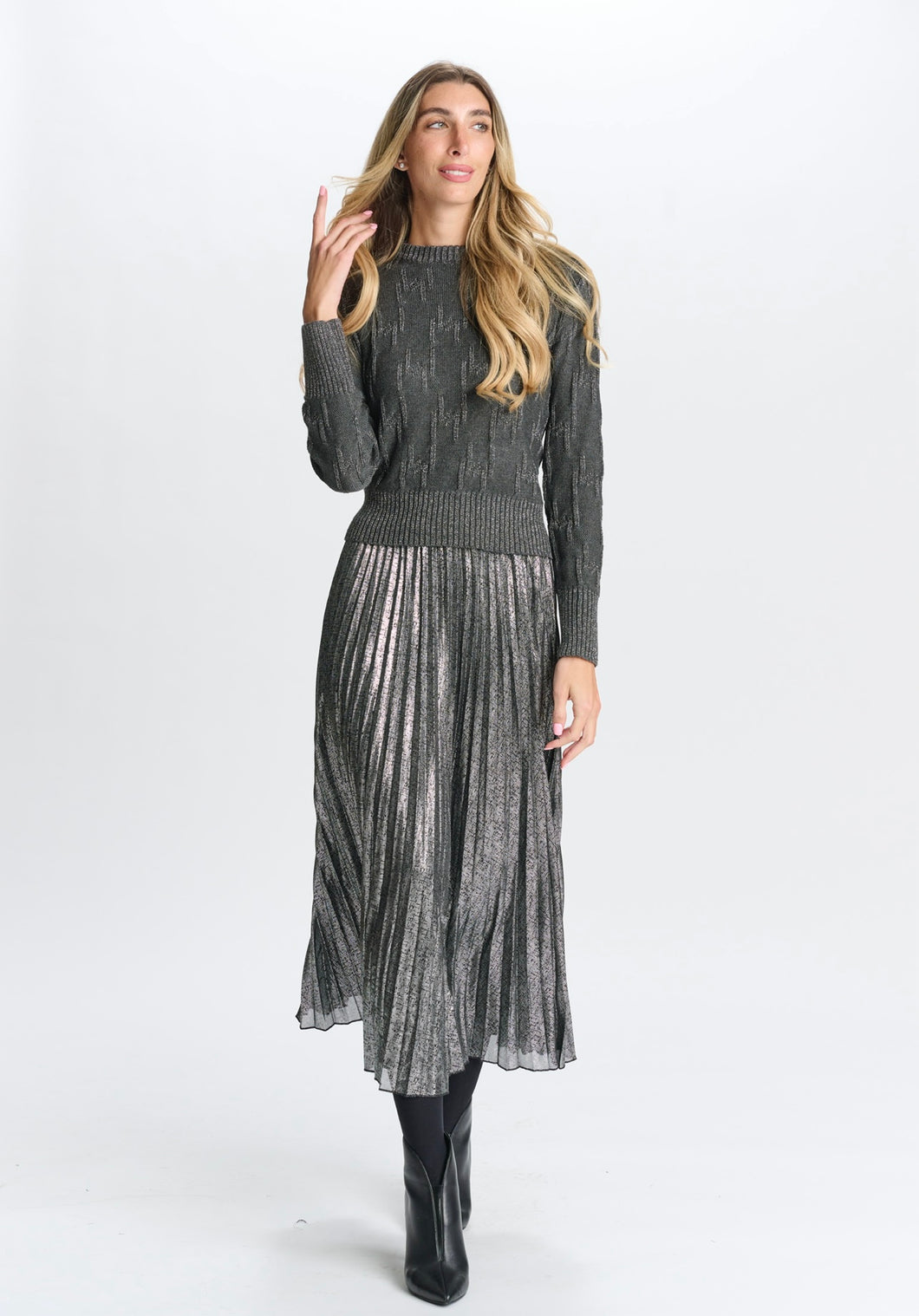 MW SILVER PLEATED SKIRT 332909