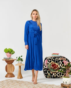 MW Blue Silky Belted Dress 333423