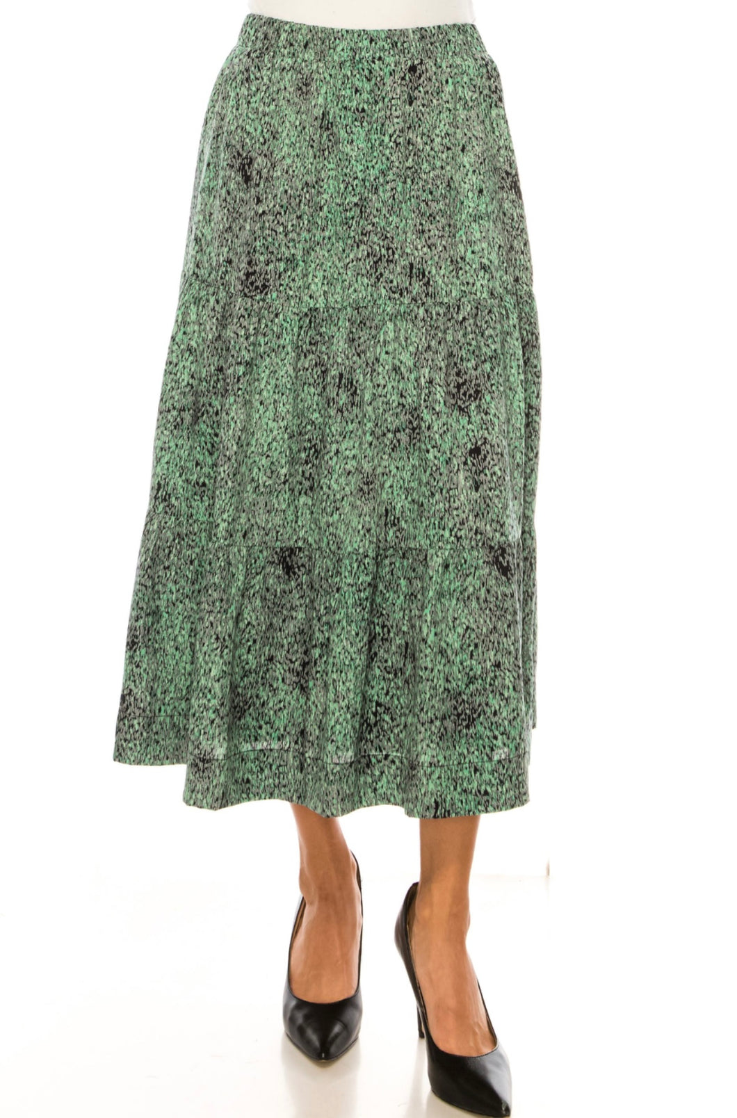 YAL Tiered Printed Cotton Skirt