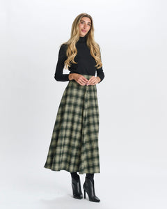 MW FULL GREEN PLAID SKIRT 992940