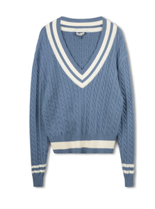 Point Chunky Knit Varsity Sweater