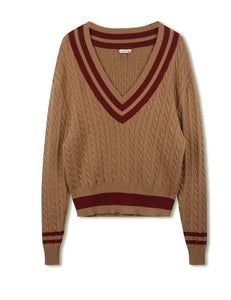 Point Chunky Knit Varsity Sweater