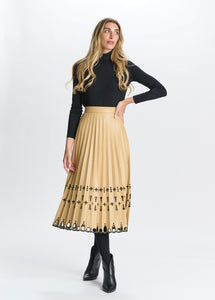 MW TAN LEATHER PLEATED SKIRT 992937