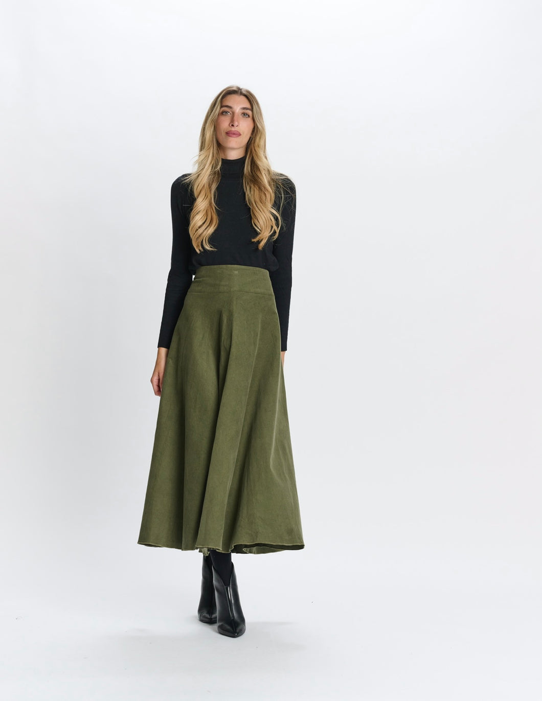 MW OLIVE CORDUROY SKIRT 443041