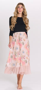 MW Printed Pleated Mesh Skirt 072310