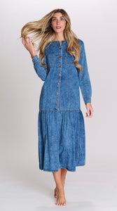 MW A-Line Denim Button Front Dress 332133