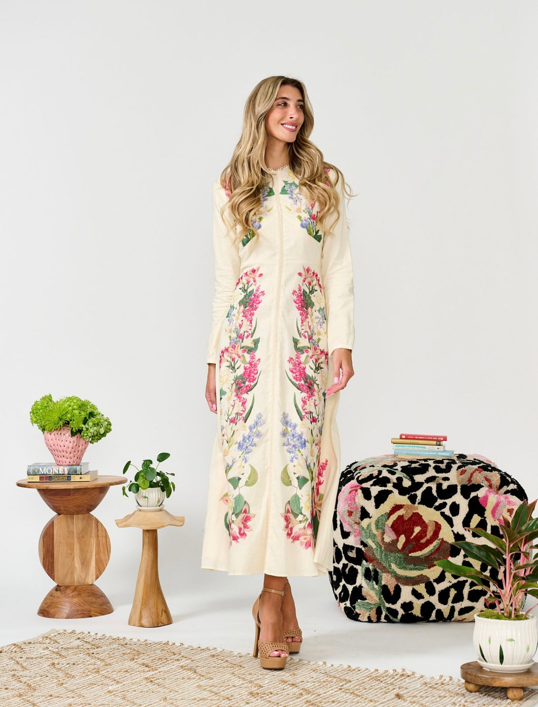 MW Floral Printed Linen Dress 333367