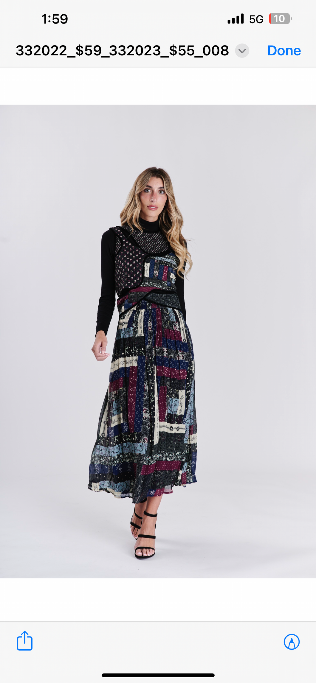 MW Quilted Patchwork Shirred Skirt