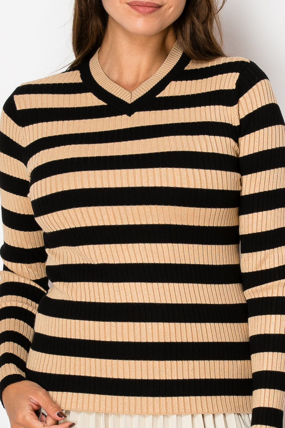 YAL V-Neck Stripe Sweater K4486