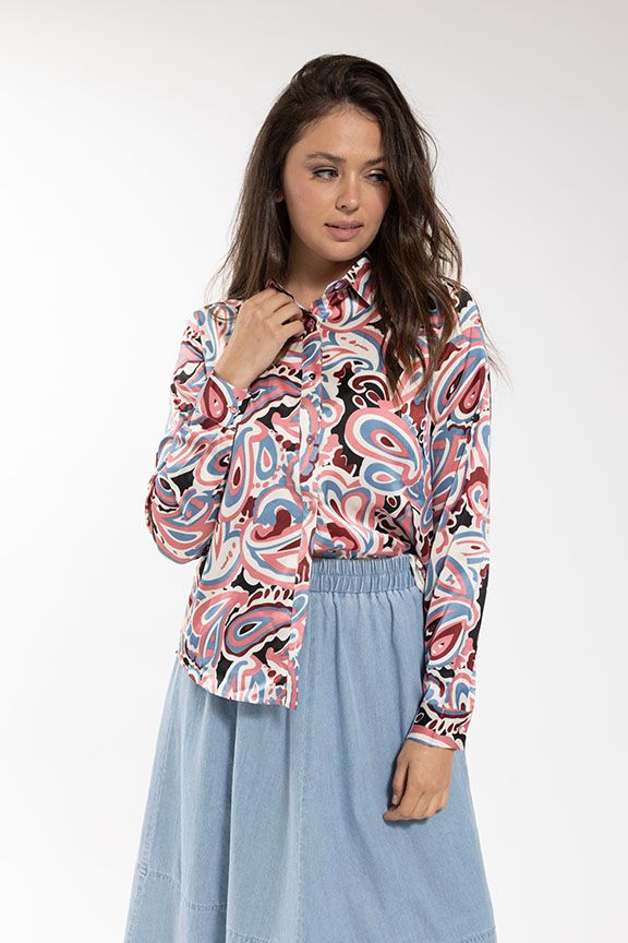 O&E Paisley Printed Silk Blouse