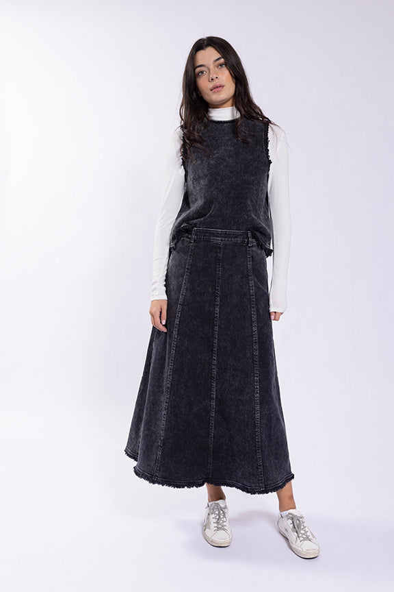 O&E Frayed Edge Denim Skirt