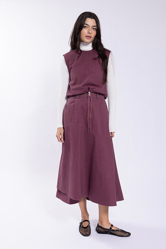 O&E Wave Bottom Denim Skirt