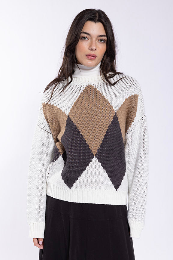 O&E Diamond Colorblock Sweater