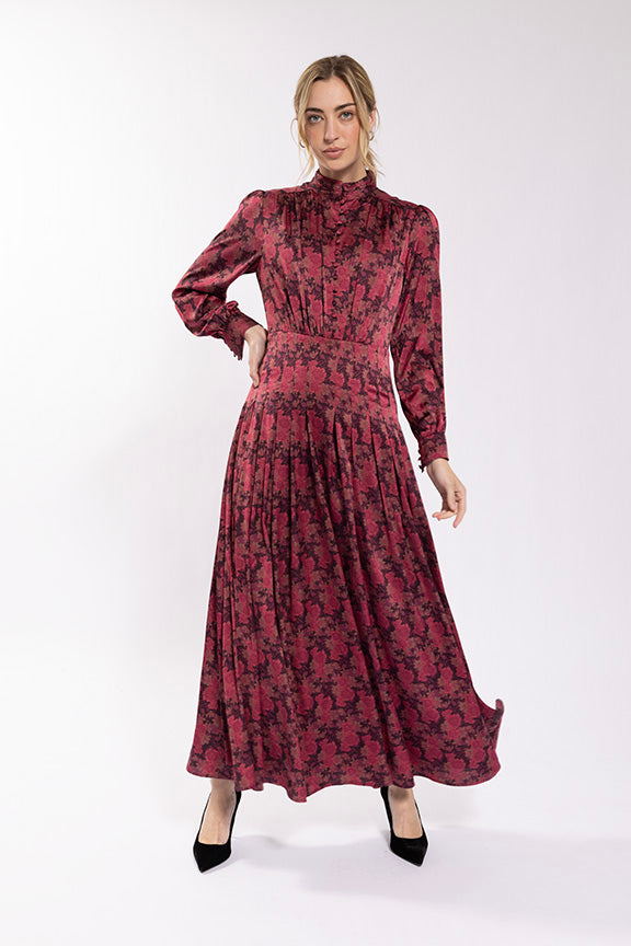 O&E Silky Floral Button Front Dress