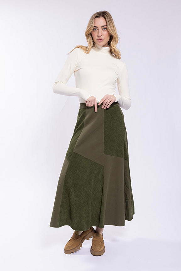 O&E Corduroy Combo Skirt