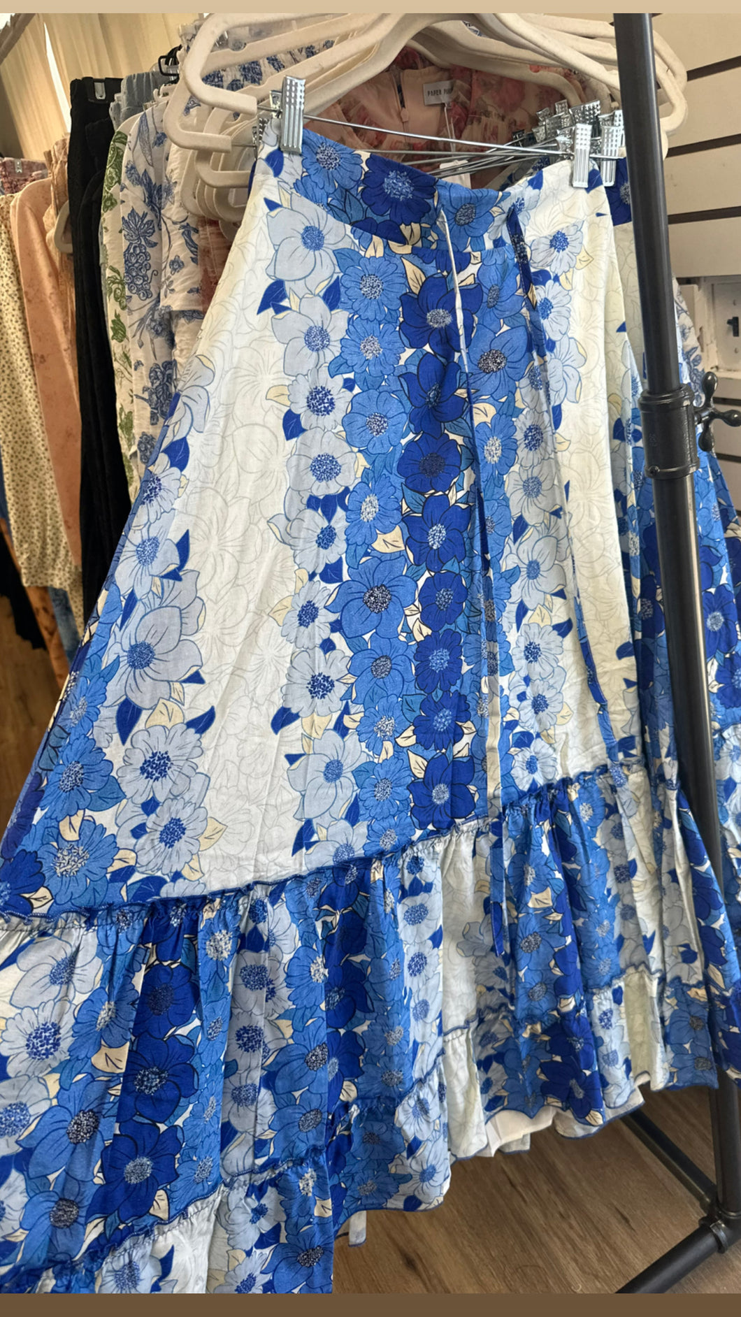 MW Blue Floral Printed Skirt w Belt 332284